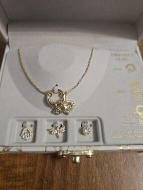 14K Gold-Plated Charm Necklace with Star and Moon Accents - Gold